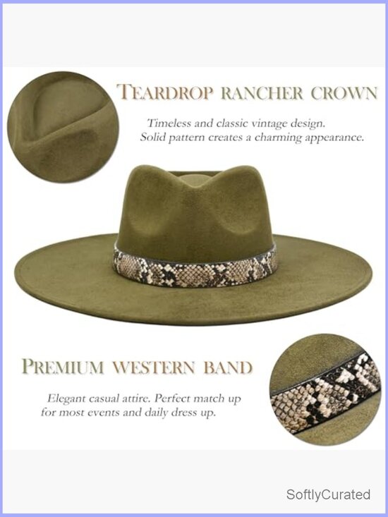 Big Wide Brim Felt Rancher Fedora Hat Unisex main image 5